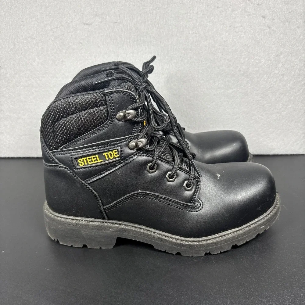 Brahma Gus Men's Steel Toe Work Boots Size 7 W Wide Black Safety Shoes 6
